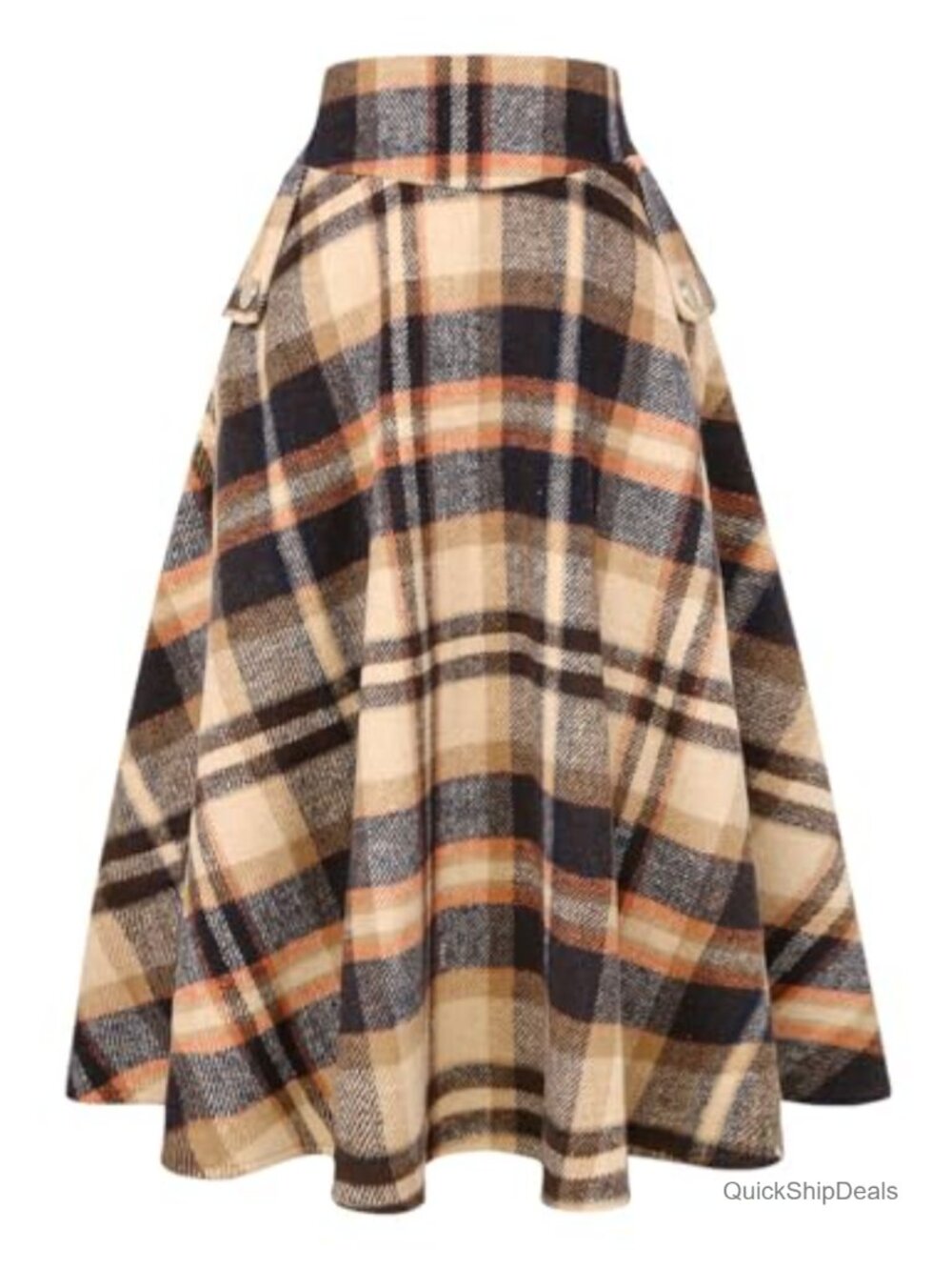 Wool Blend A-Line Pleated Maxi Skirt High Waisted Fall Winter